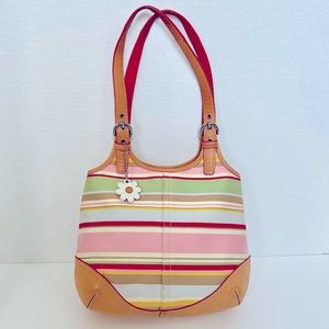 Coach colorful stripes bag. Perfect for summer. Pre owned Authentic